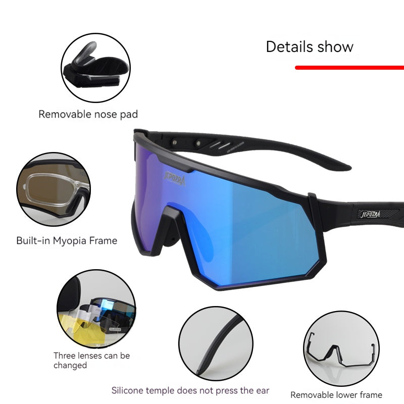 JEPOZRA Polarized Cycling Glasses with 4 Interchangeable Lenses