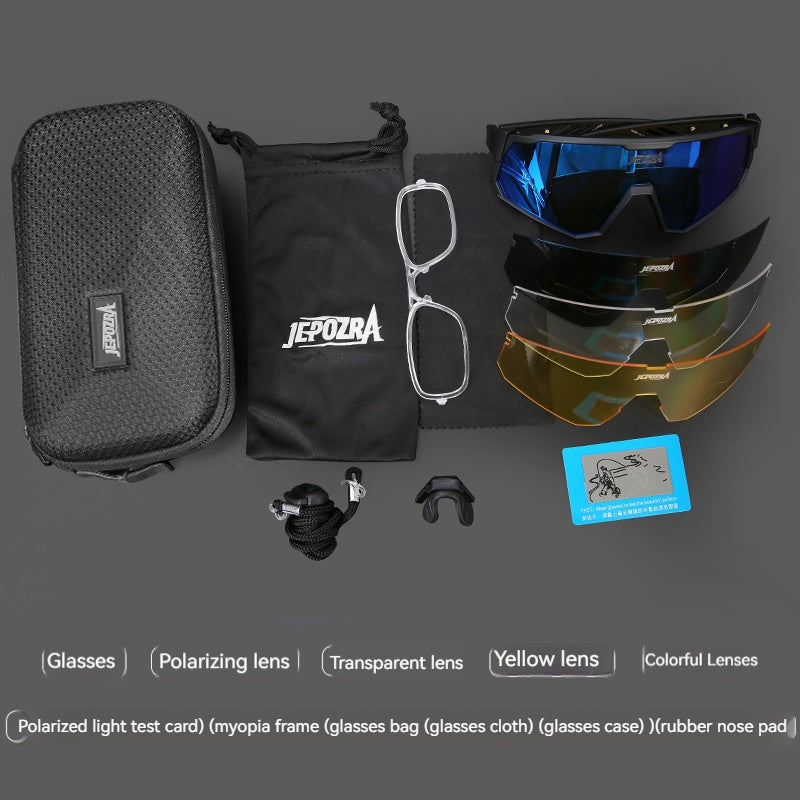 JEPOZRA Polarized Cycling Glasses with 4 Interchangeable Lenses