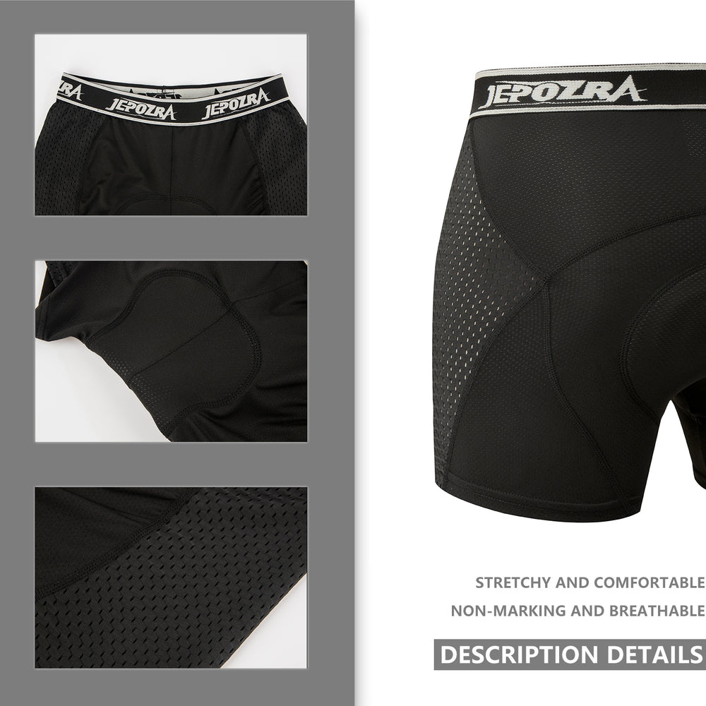 JEPOZRA Men's Cycling Underwear 3D Cushion Padded Bike Riding Shorts