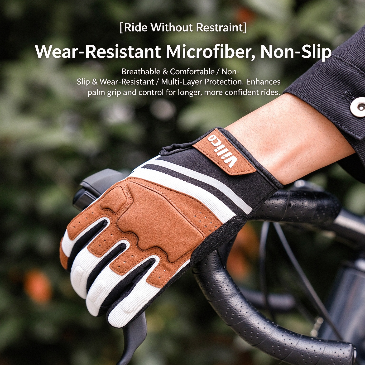 Outdoor Cycling Touchscreen Full Finger Gloves, Microfiber Shock-Absorbing Wear-Resistant Anti-Slip Anti-Collision for Mountain Biking 260018 - Image 5