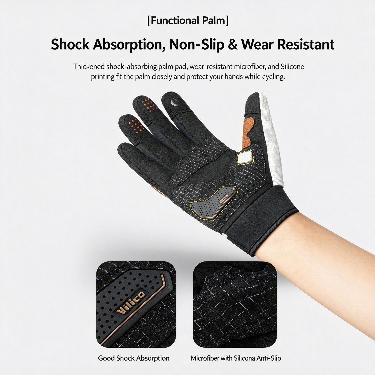 Outdoor Cycling Touchscreen Full Finger Gloves, Microfiber Shock-Absorbing Wear-Resistant Anti-Slip Anti-Collision for Mountain Biking 260018 - Image 6