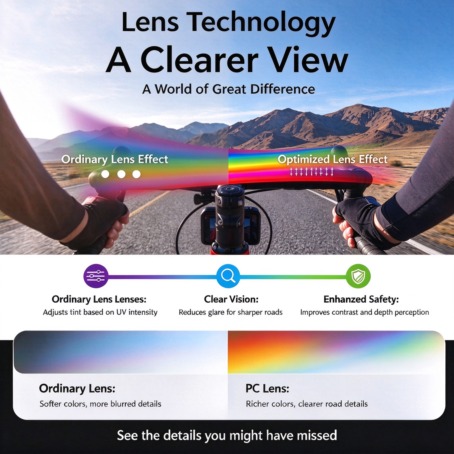 PC Photochromic Cycling Glasses, Day & Night Use, UV400 Protection, Wind & Sand Resistant, Impact-Resistant, High Definition Running Sunglasses 260022 - Image 8