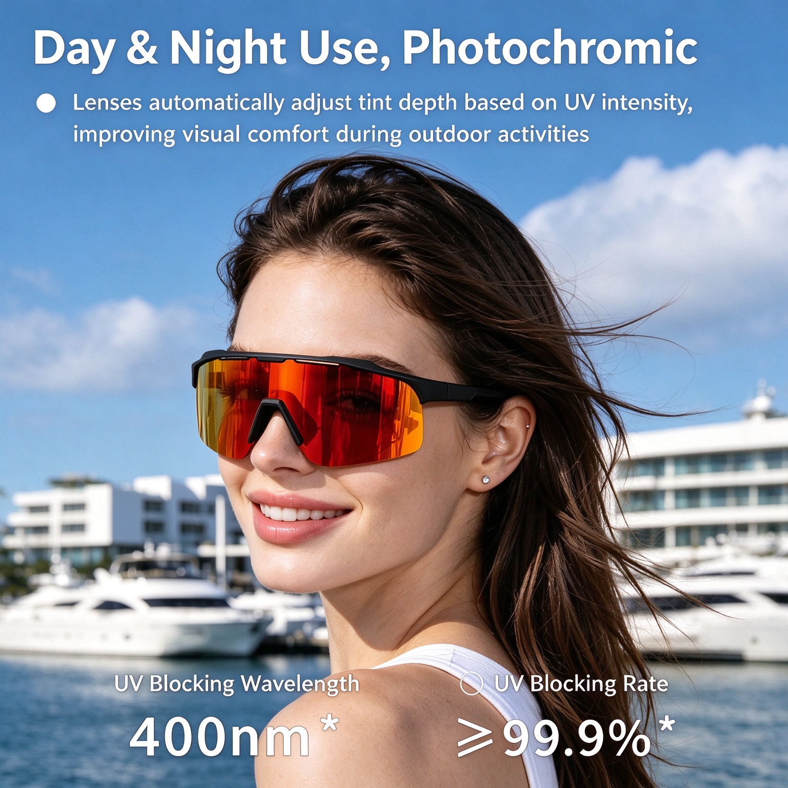 PC Photochromic Cycling Glasses, Day & Night Use, UV400 Protection, Wind & Sand Resistant, Impact-Resistant, High Definition Running Sunglasses 260022 - Image 16