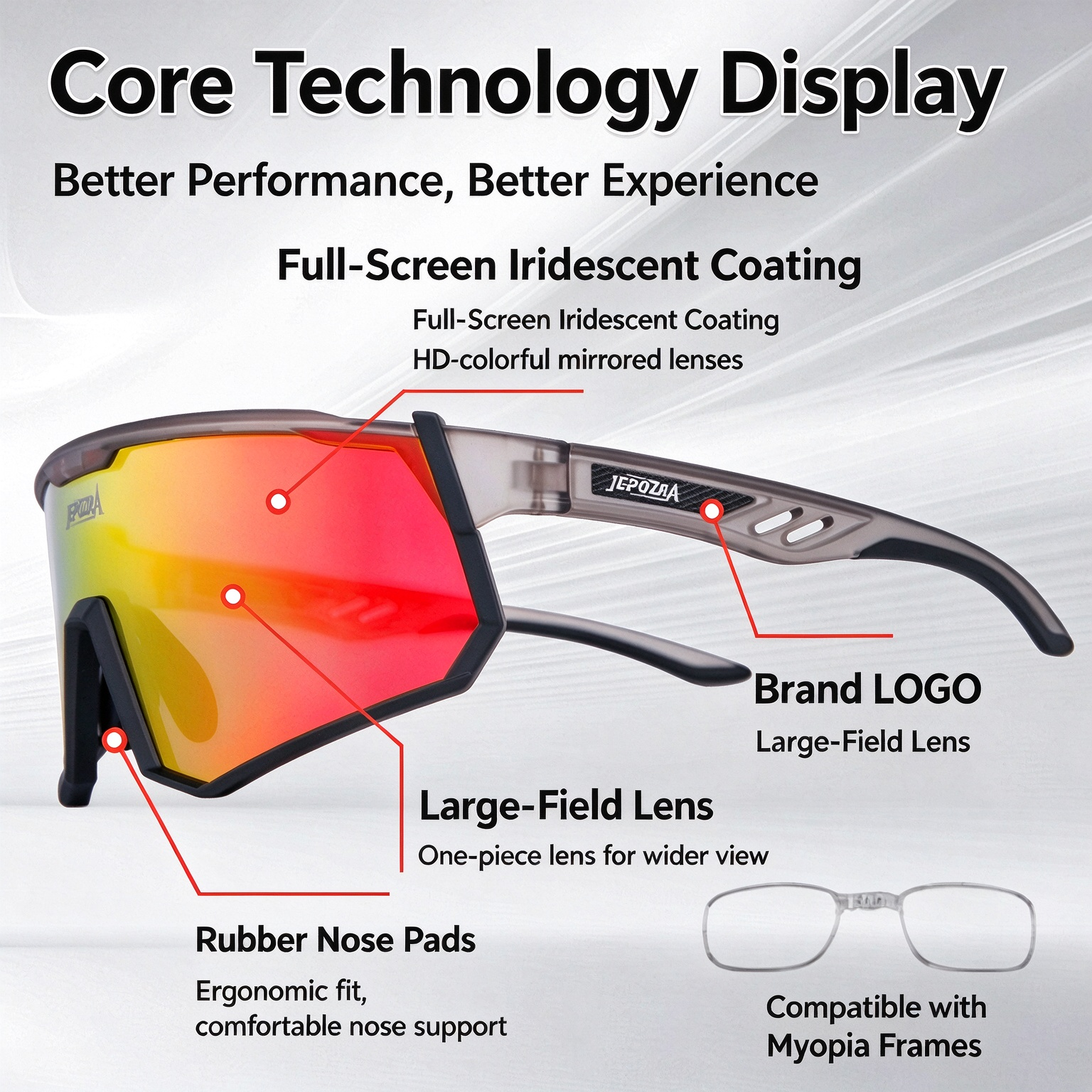 JEPOZRA Colorful Windproof Cycling Glasses, Professional Goggles for Road Bike, Mountain Bike & Motorcycle 260020 - Image 4
