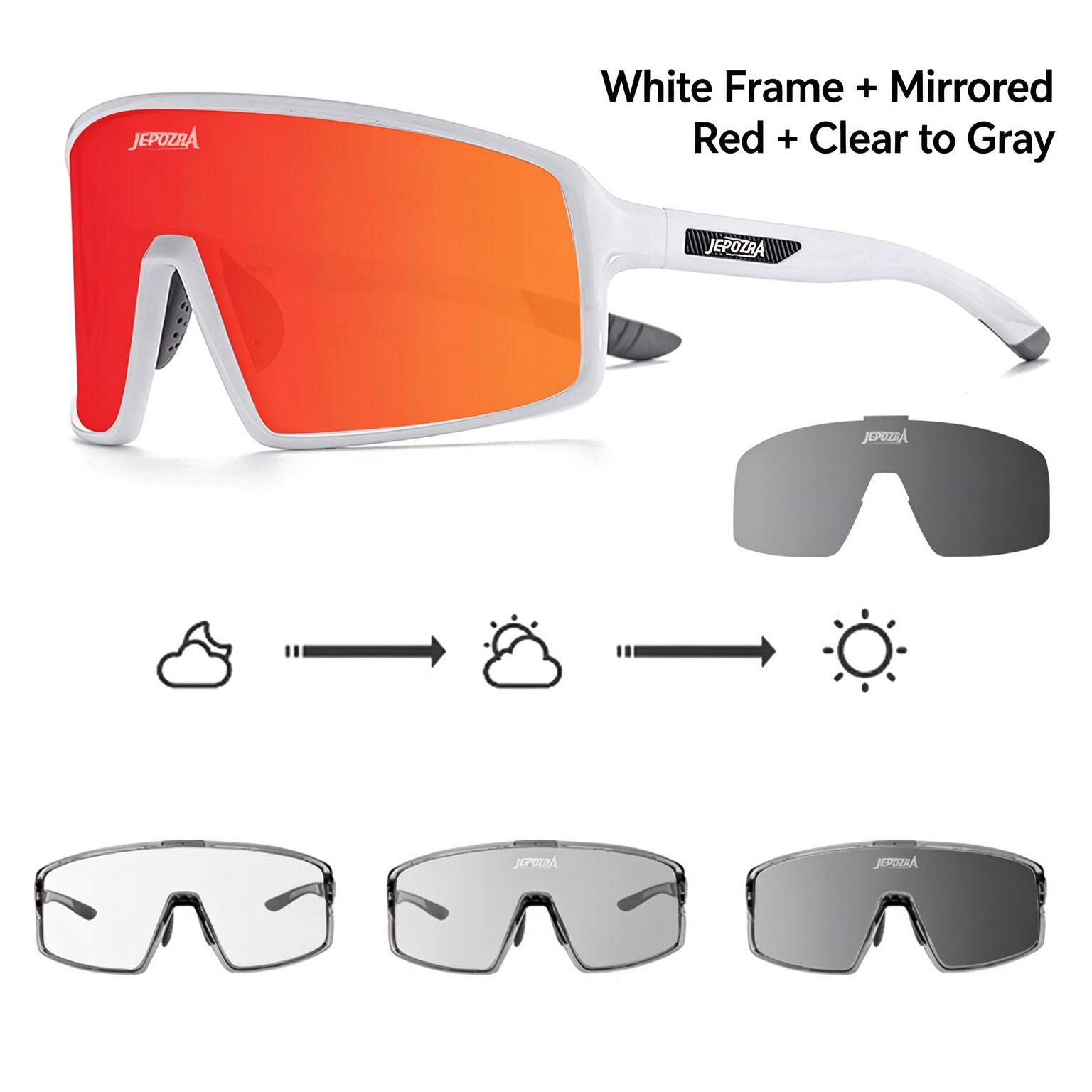 Photochromic Cycling Glasses for Men & Women, Day & Night Use, Mountain & Road Bike Sports Myopia Windproof Goggles, Bicycle Protective Eyewear 260021