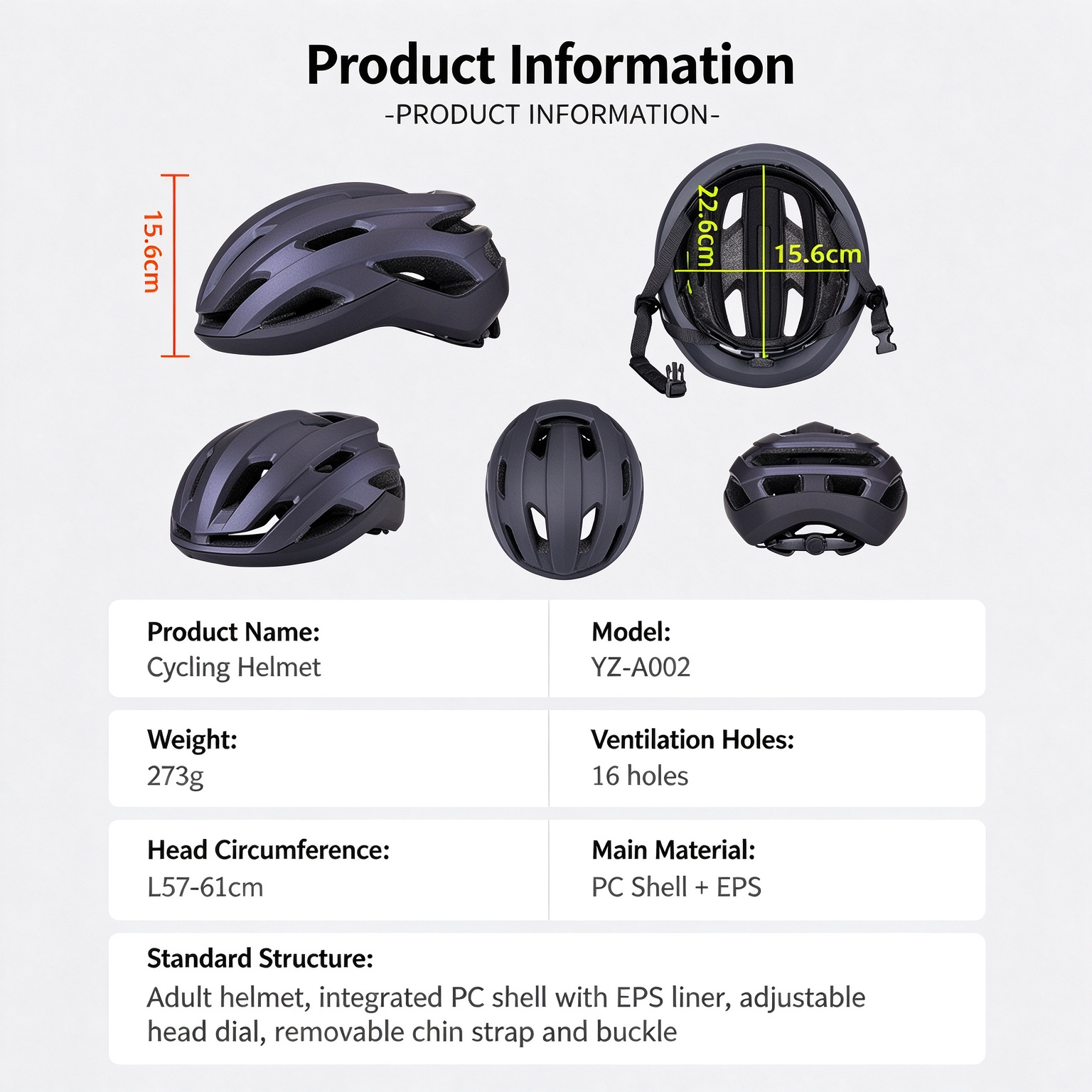 Integrated-Molding Lightweight Breathable Bike Safety Helmet for Men Women, Road MTB L-260012 - Image 6