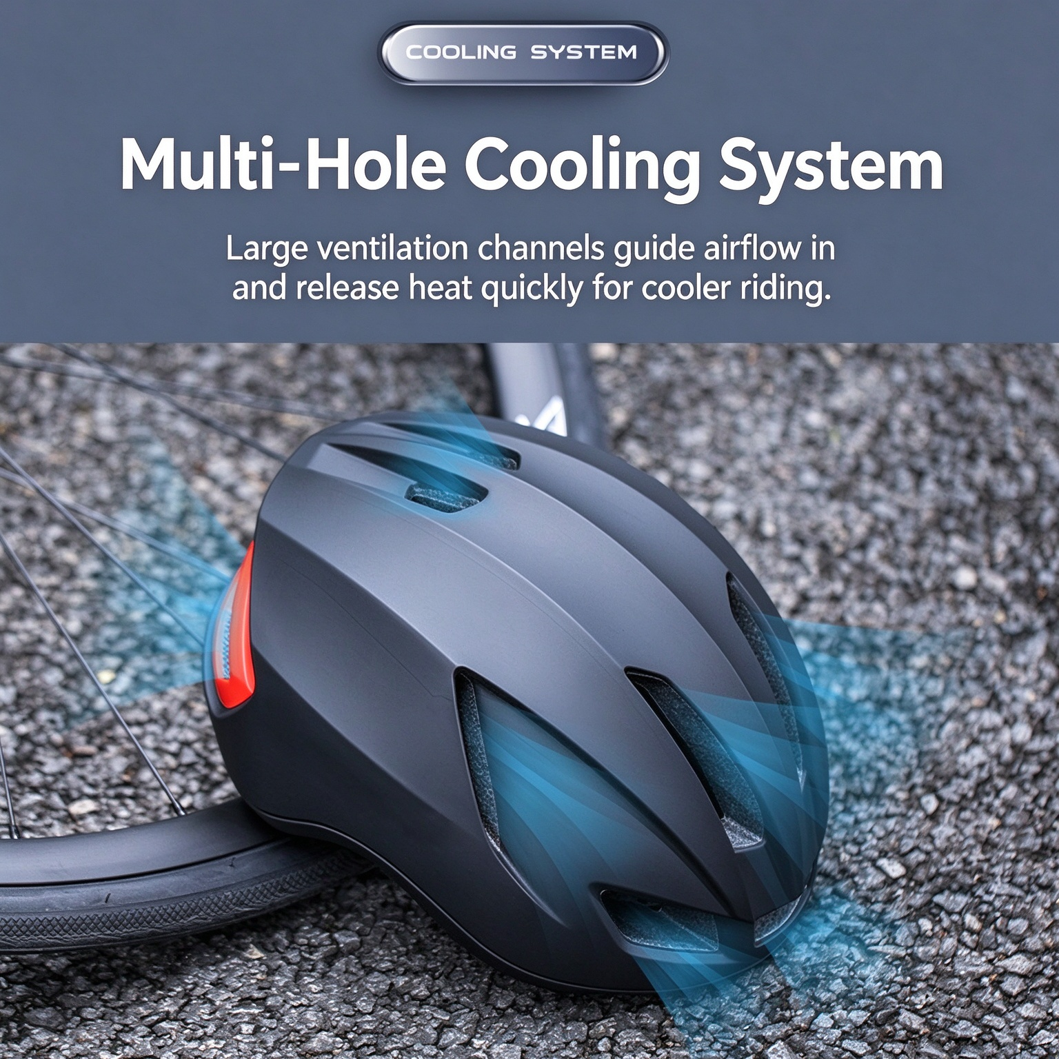 Aero Bicycle Helmet with Taillight & Double Edge Wrapping, Road Bike Safety Helmet L-260011 - Image 3