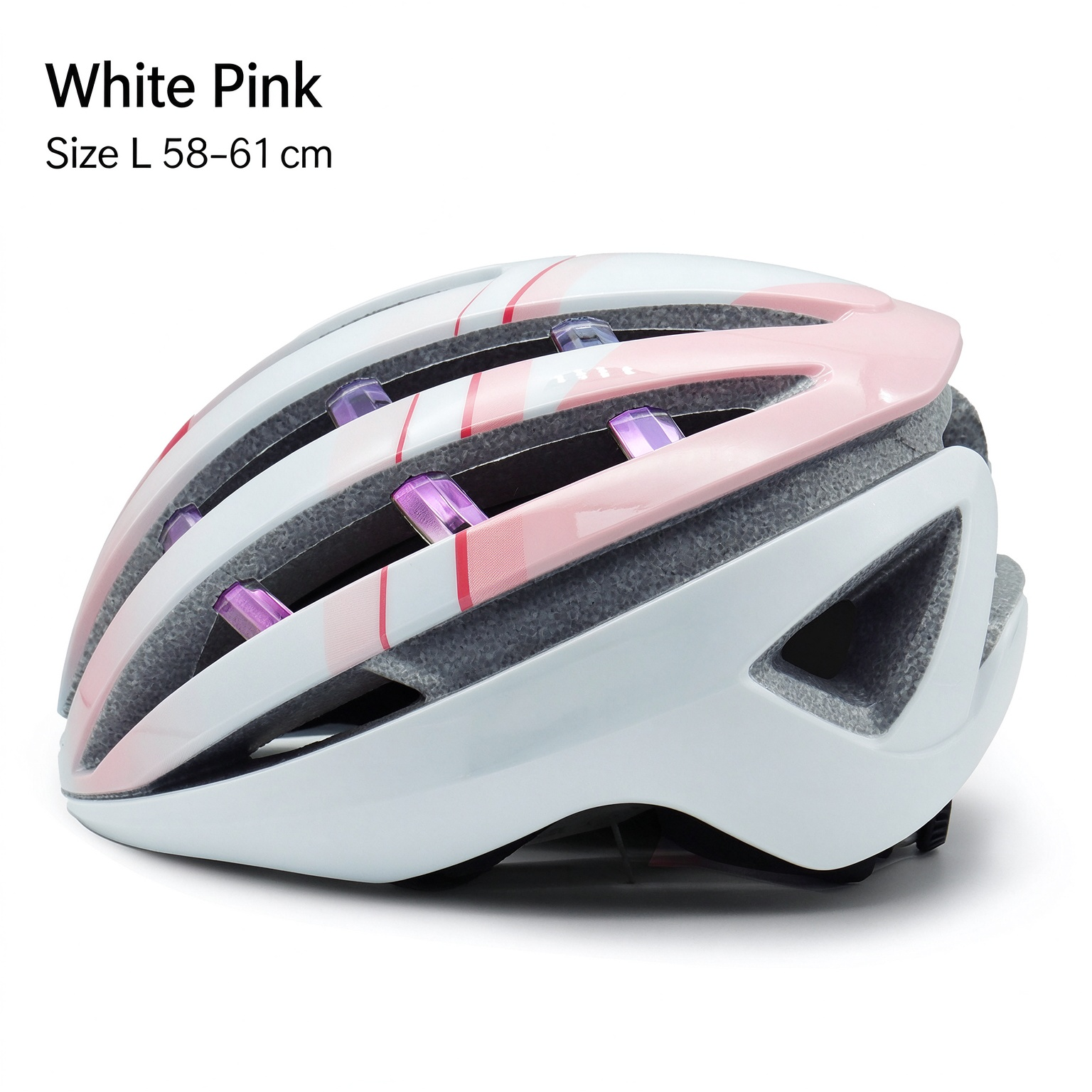 Integrated Molding Road Bike Helmet, Lightweight Adjustable Cycling Helmet with Removable Lining L -260005 - Pink