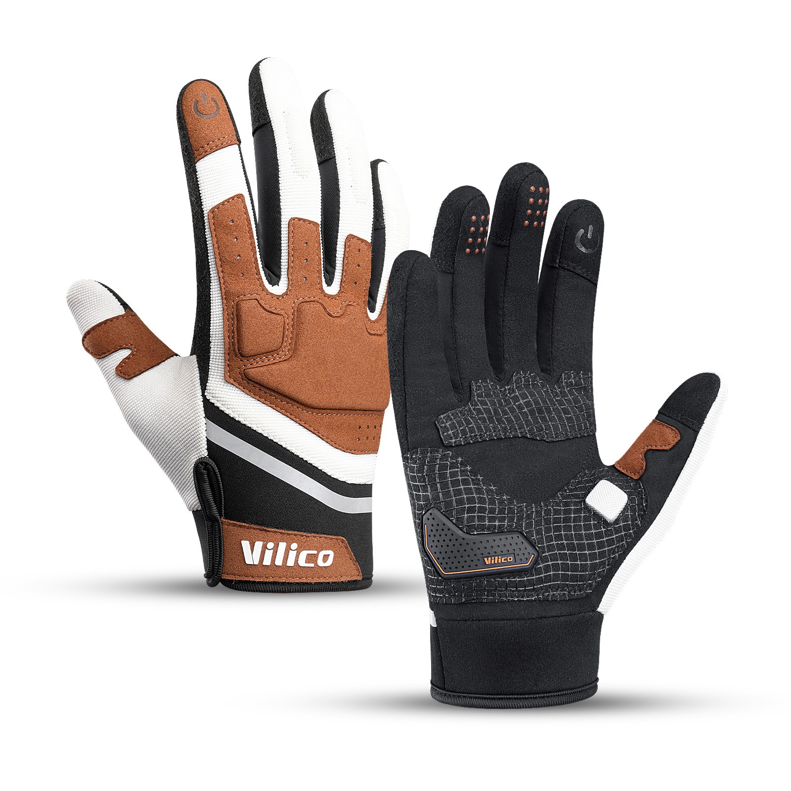 Outdoor Cycling Touchscreen Full Finger Gloves, Microfiber Shock-Absorbing Wear-Resistant Anti-Slip Anti-Collision for Mountain Biking 260018