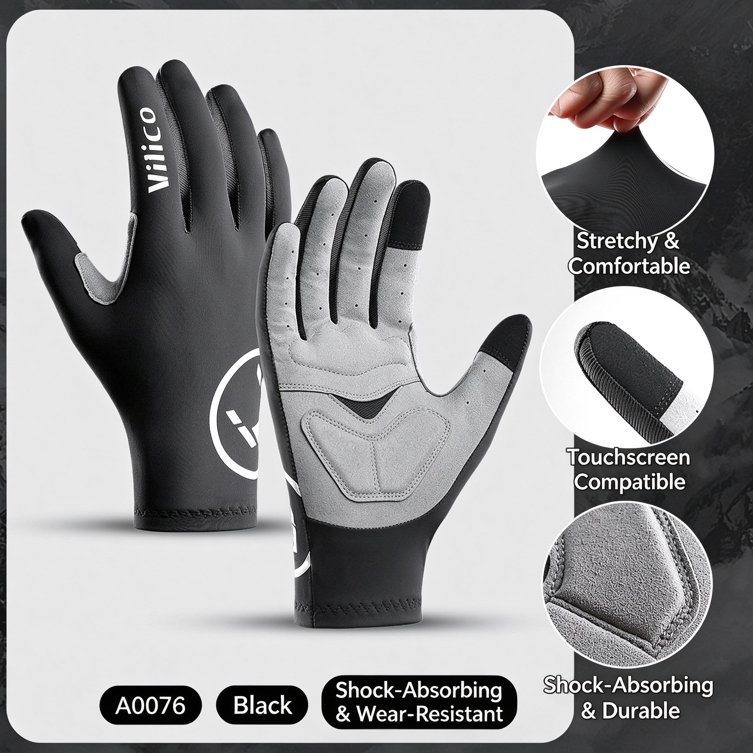 Men Summer Full-Finger Touchscreen Cycling Gloves, Breathable Sun Protection for Outdoor Sports 260015 - Image 5