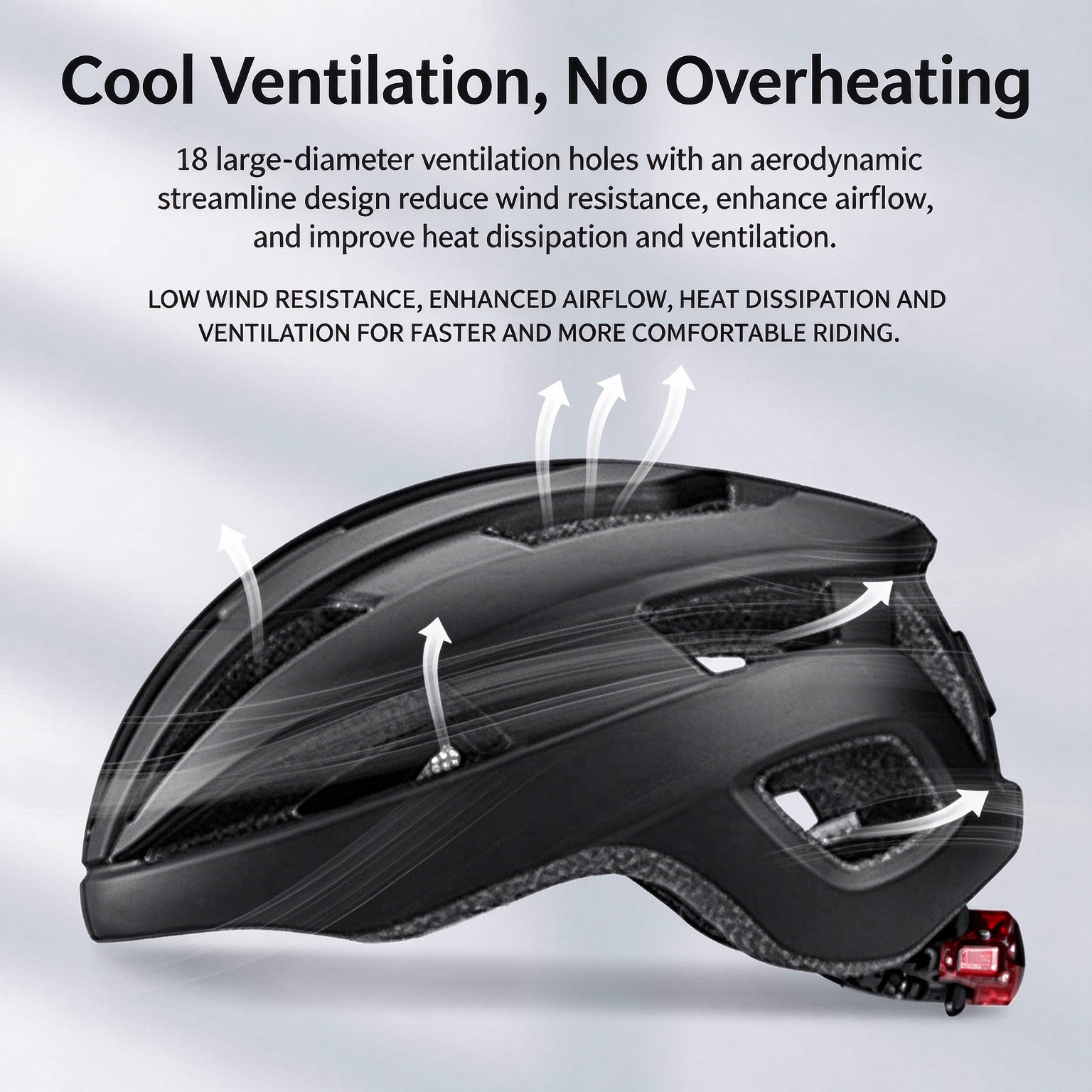 One‑piece Molding Road Bike Helmet with Rechargeable Taillight L-260004 - Image 4