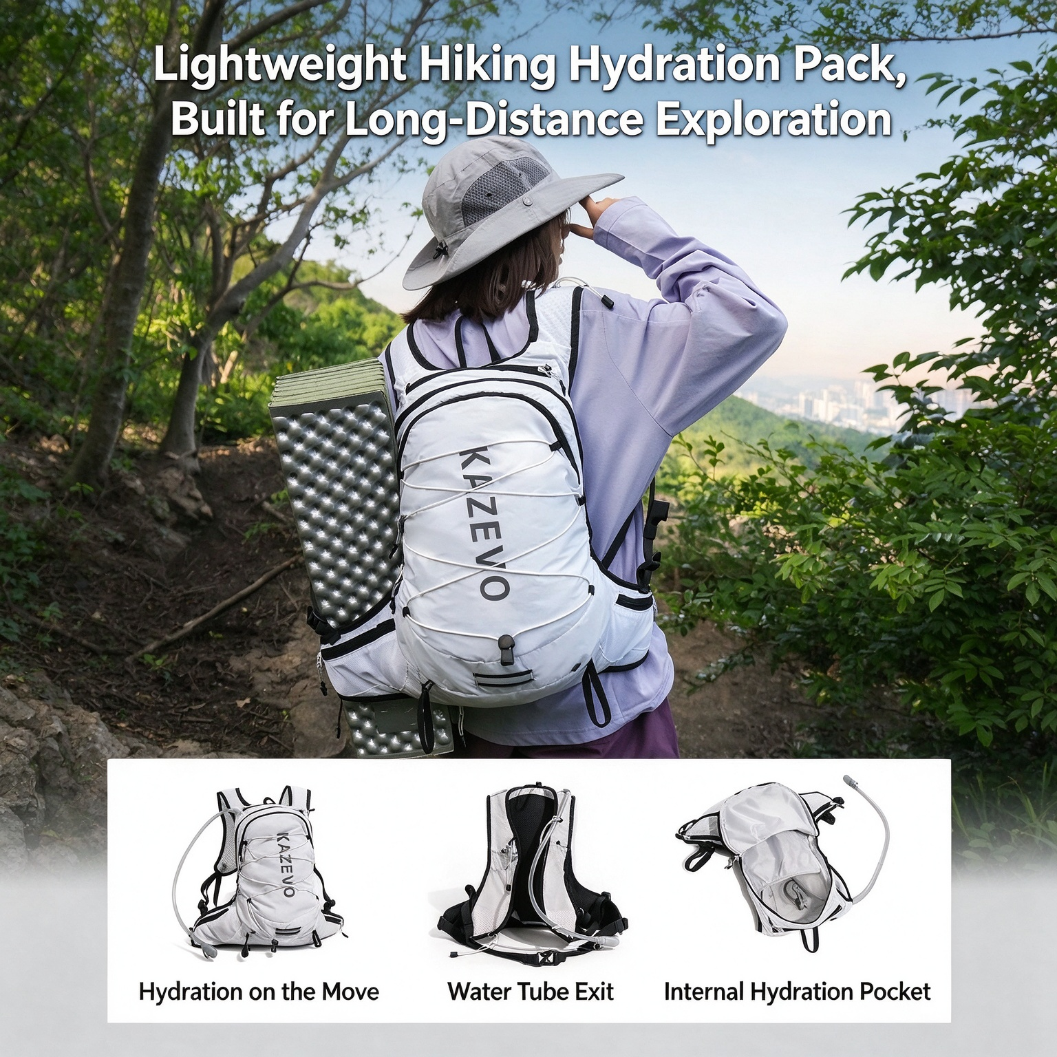 Mountain Style Cycling Backpack, Trail Running Marathon Hydration Vest, Lightweight Hiking Daypack for Outdoor Mountaineering 260028 - Image 7