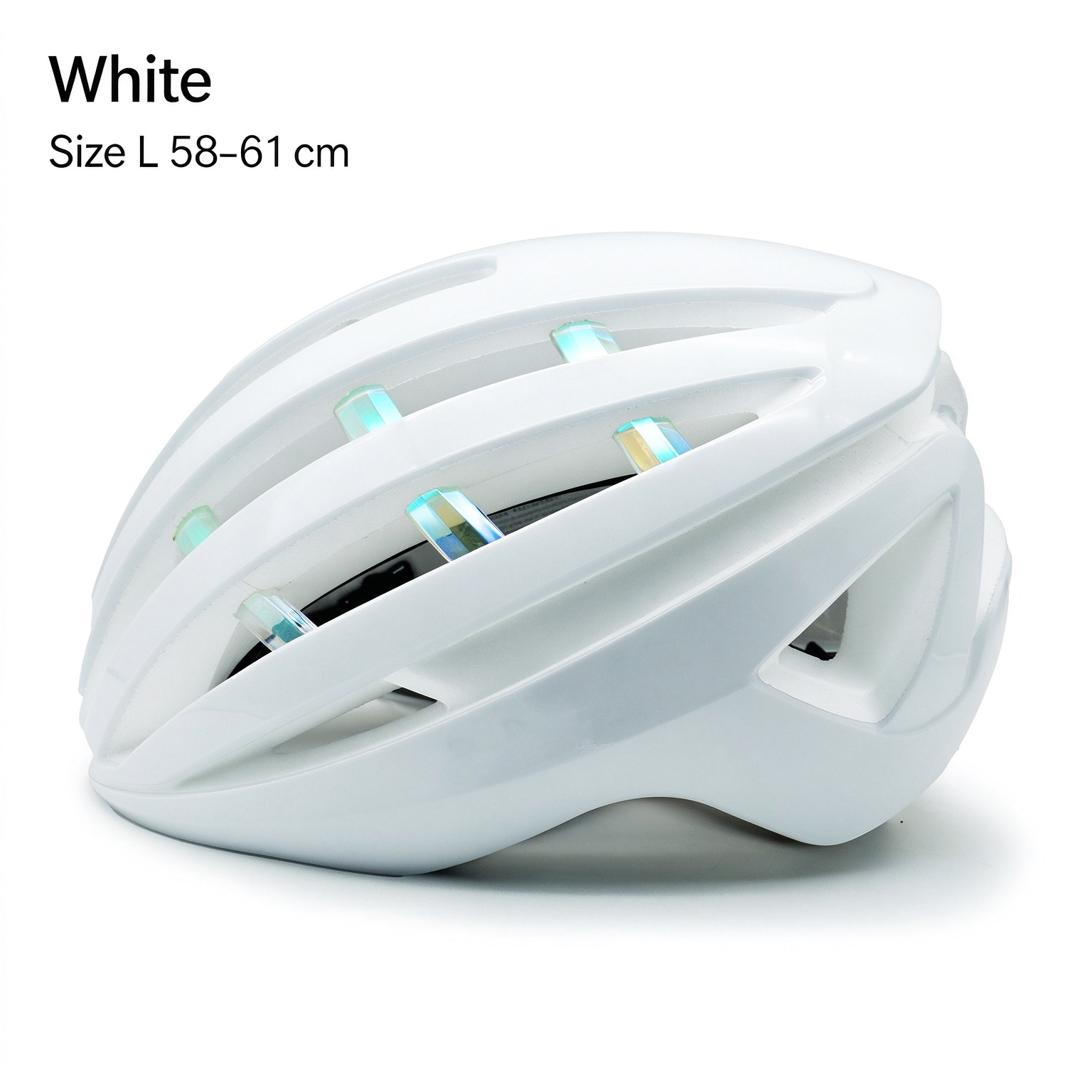 Integrated Molding Road Bike Helmet, Lightweight Adjustable Cycling Helmet with Removable Lining L -260005 - White