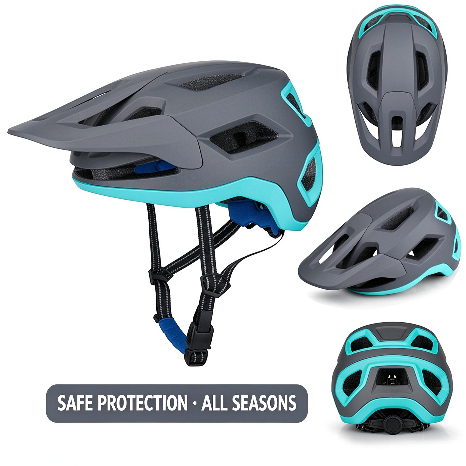 MTB Mountain Off‑Road Cycling Helmet-260001-L - Gray