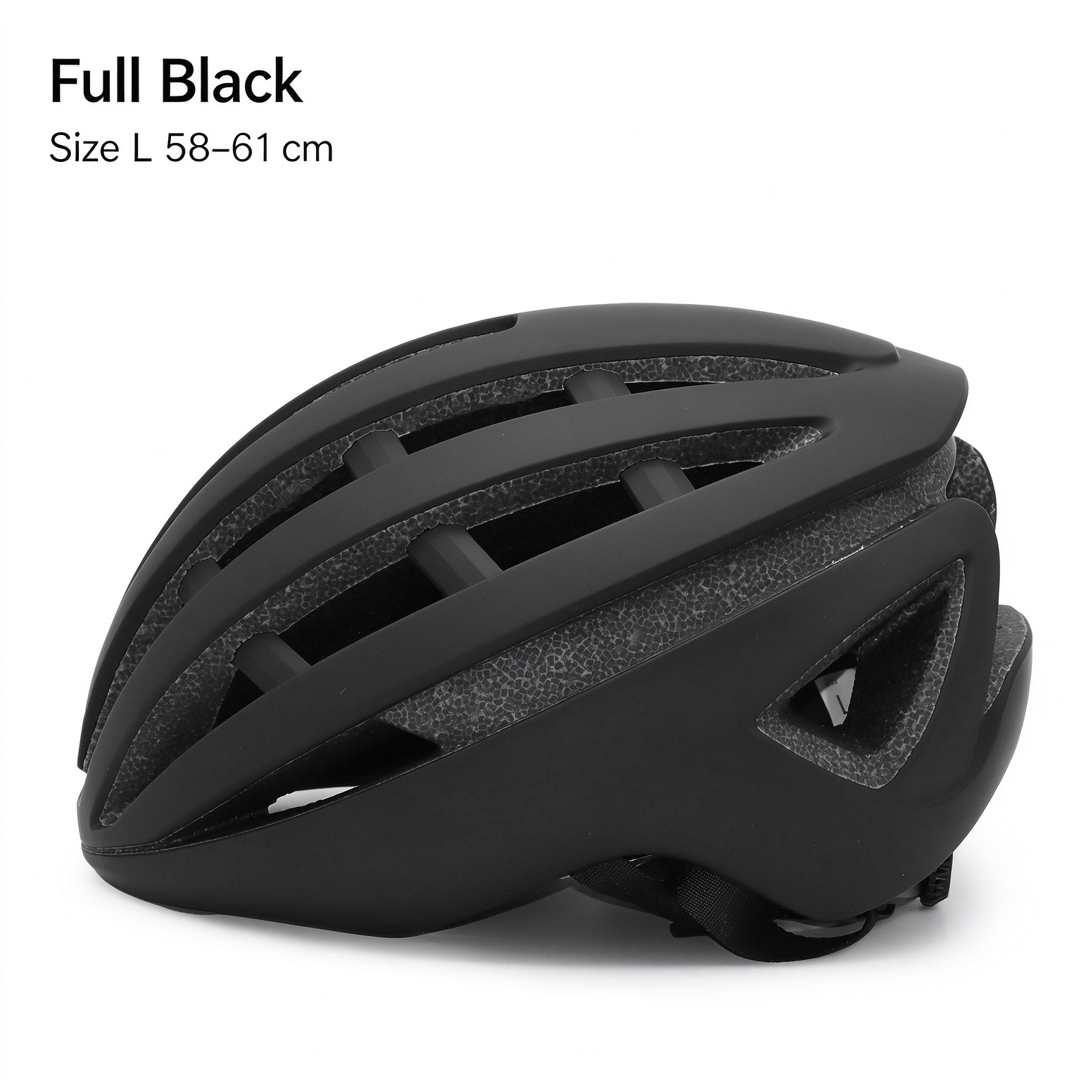 Integrated Molding Road Bike Helmet, Lightweight Adjustable Cycling Helmet with Removable Lining L -260005 - Black
