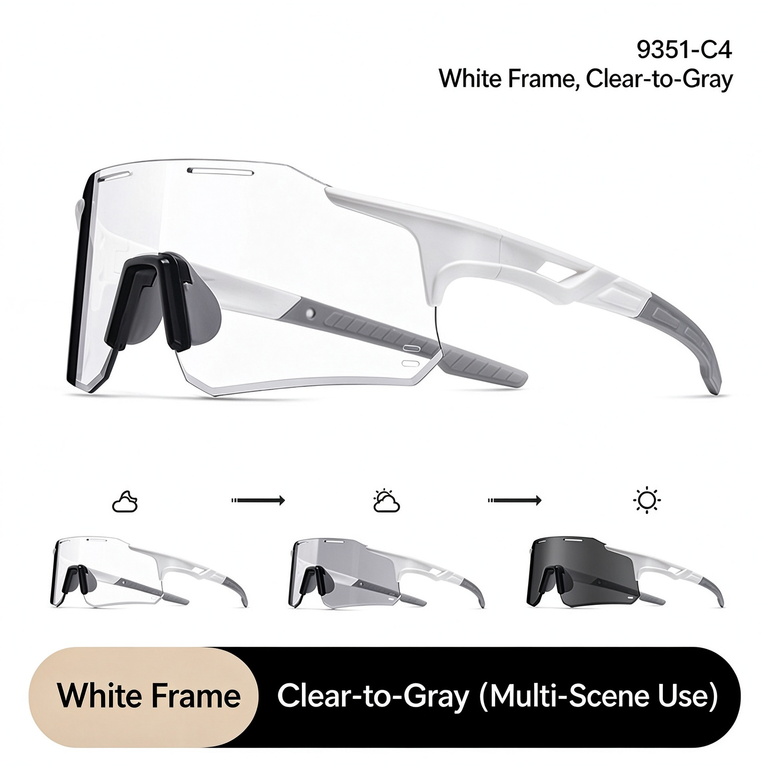 Unisex Photochromic Cycling Glasses, Day & Night Windproof Sports Goggles for Biking and Mountaineering 260023 - Image 6