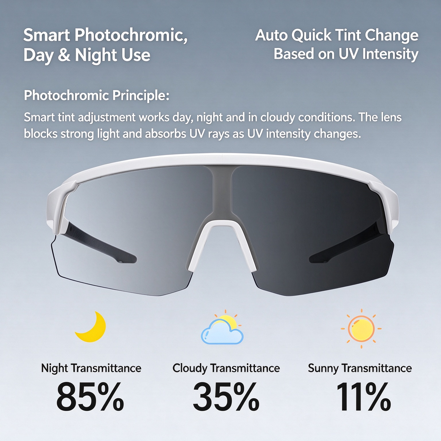Unisex Photochromic Cycling Glasses, Day & Night Windproof Sports Goggles for Biking and Mountaineering 260024 - Image 10