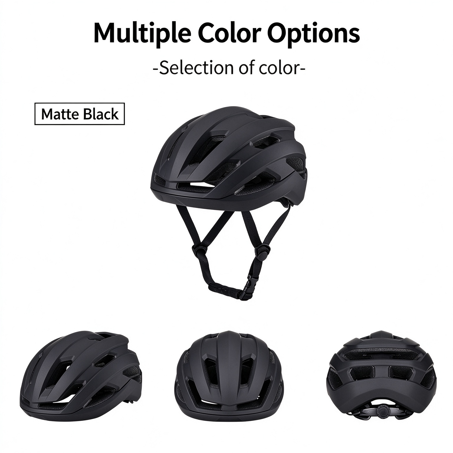 Integrated-Molding Lightweight Breathable Bike Safety Helmet for Men Women, Road MTB L-260012 - Black