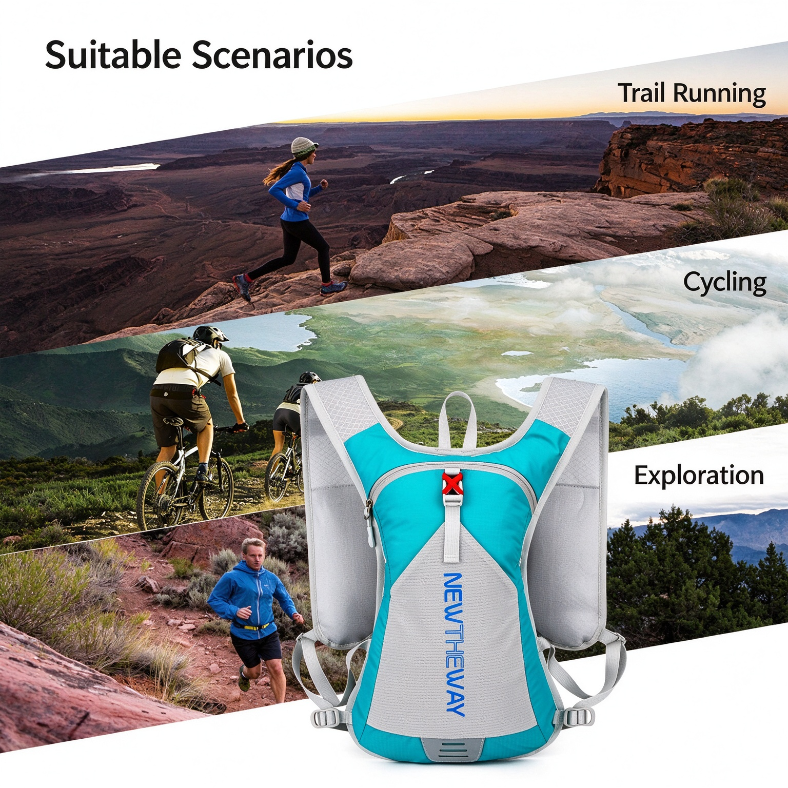 Foldable Storage Backpack, Lightweight Sports Outdoor Pack, Running & Hydration Vest for Trail Sports 260026 - Image 4
