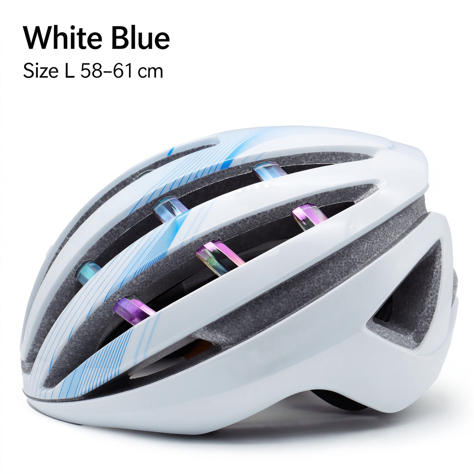 Integrated Molding Road Bike Helmet, Lightweight Adjustable Cycling Helmet with Removable Lining L -260005 - Blue