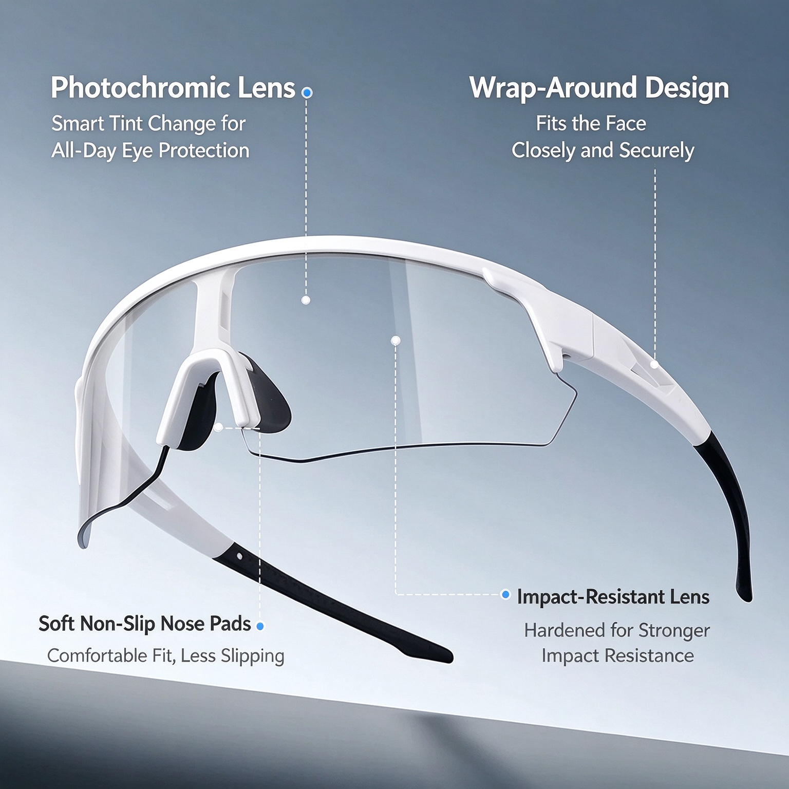 Unisex Photochromic Cycling Glasses, Day & Night Windproof Sports Goggles for Biking and Mountaineering 260024 - Image 9