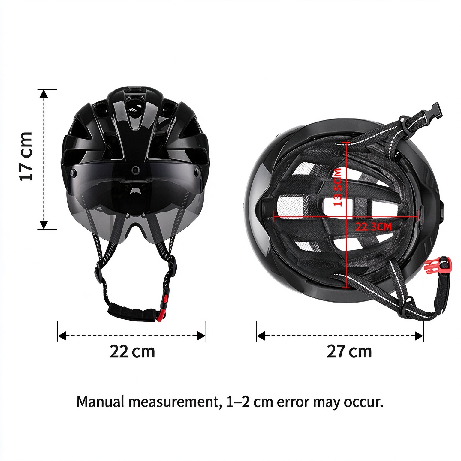 Integrated Molding Road Cycling Helmet with Magnetic Goggles & Light, Universal Fit L-260009 - Image 11