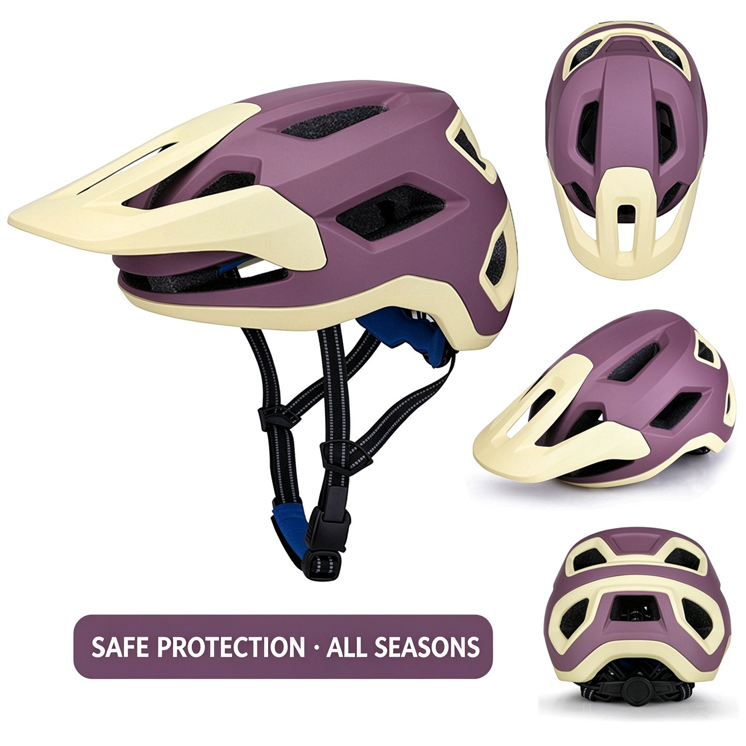 MTB Mountain Off‑Road Cycling Helmet-260001-L - purple