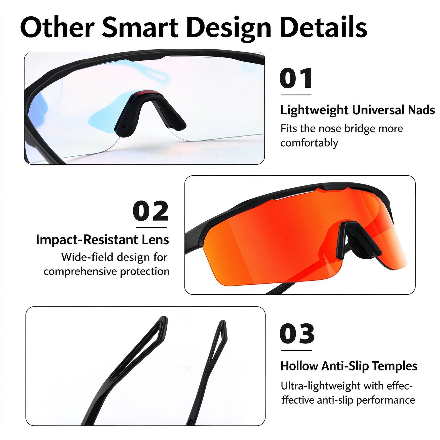 PC Photochromic Cycling Glasses, Day & Night Use, UV400 Protection, Wind & Sand Resistant, Impact-Resistant, High Definition Running Sunglasses 260022 - Image 11