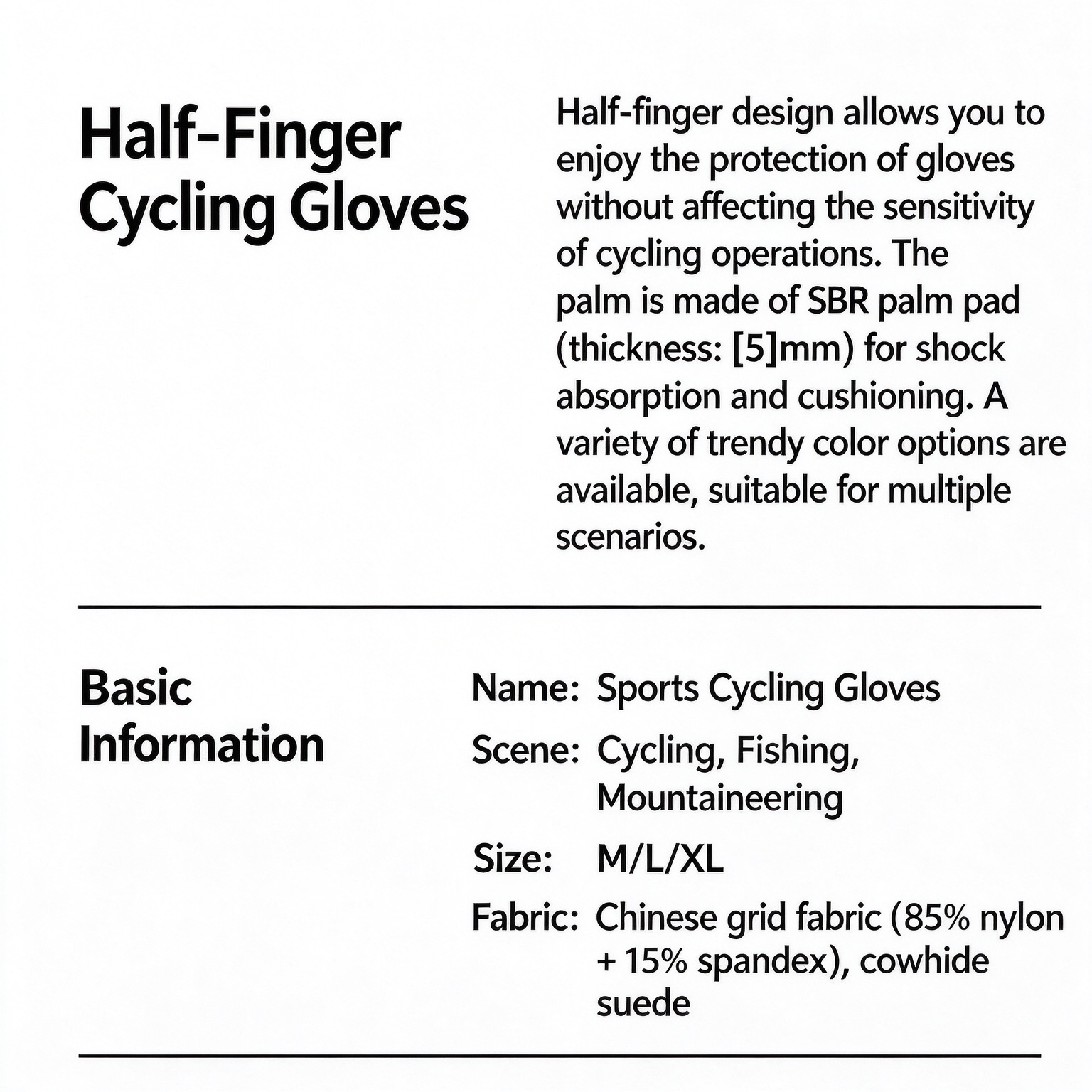 Men's Half Finger Bike Gloves, Anti-Slip Shock Absorbing Outdoor Gloves for Cycling Fishing Hiking Fitness 260017 - Image 12