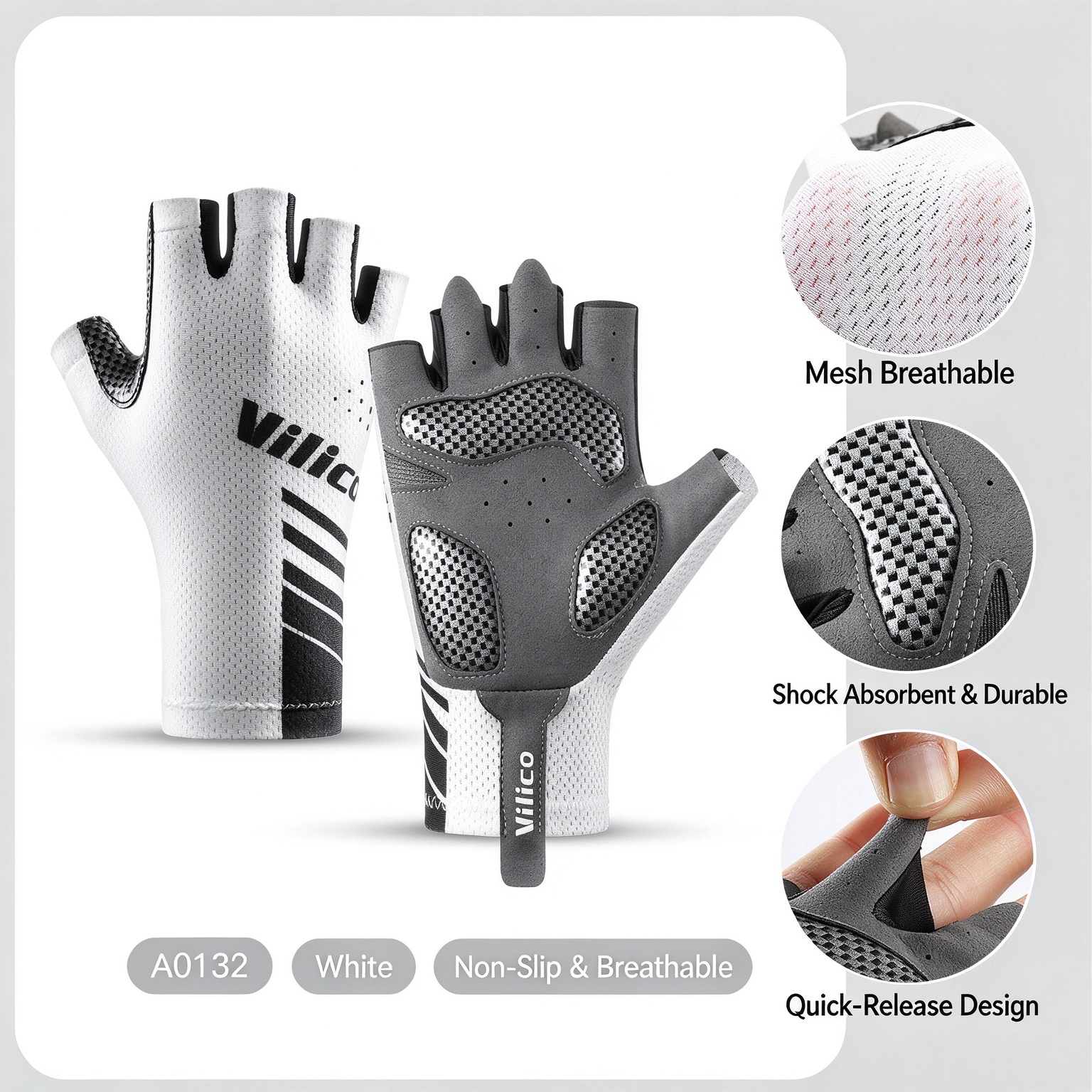 Men Summer Half-Finger Touchscreen Cycling Gloves, Breathable Sun Protection for Outdoor Sports 260014 - Image 12