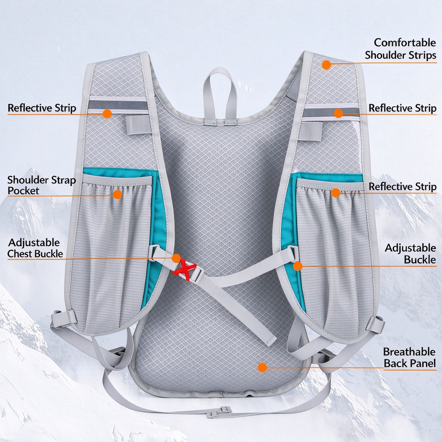Foldable Storage Backpack, Lightweight Sports Outdoor Pack, Running & Hydration Vest for Trail Sports 260026 - Image 9