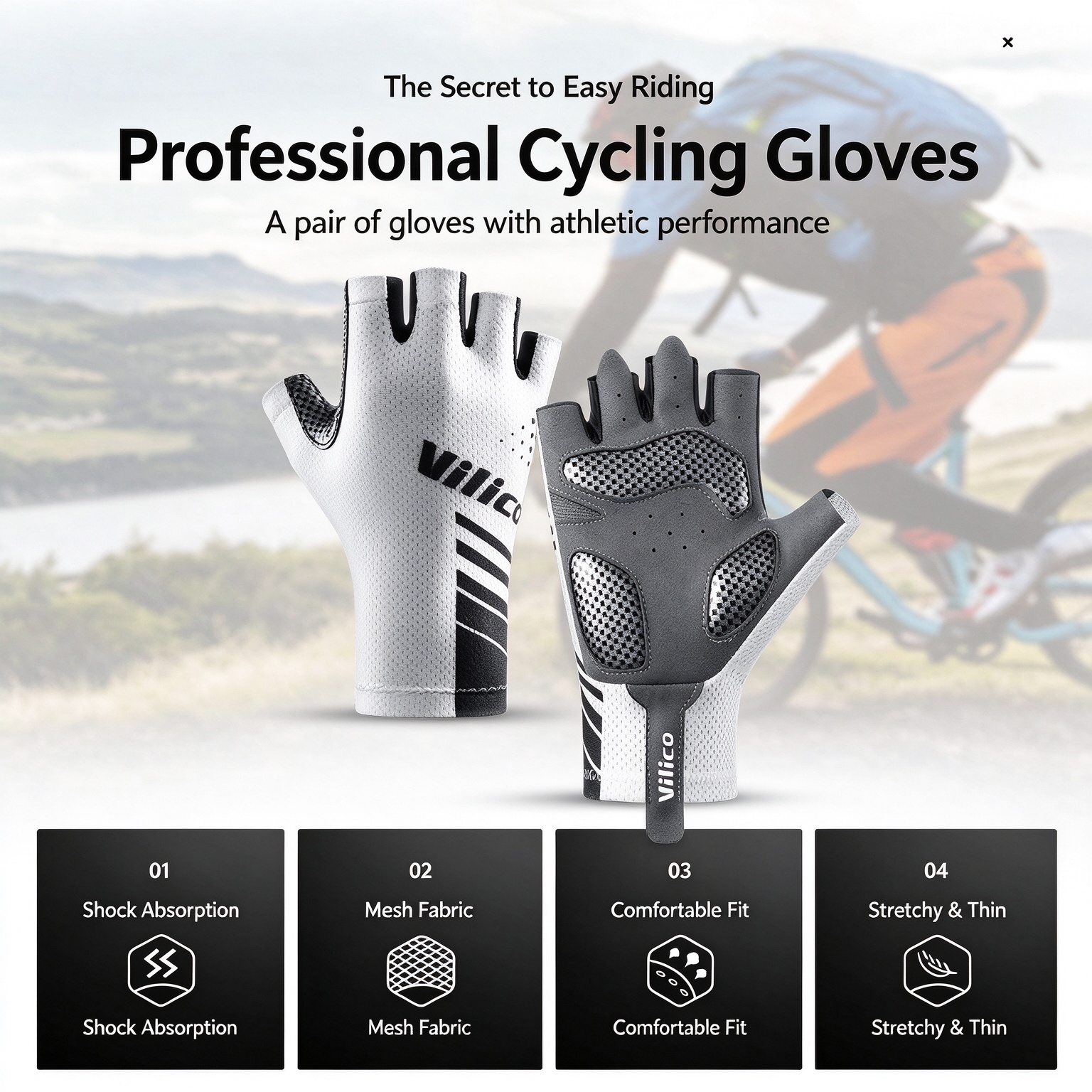 Men Summer Half-Finger Touchscreen Cycling Gloves, Breathable Sun Protection for Outdoor Sports 260014 - Image 14