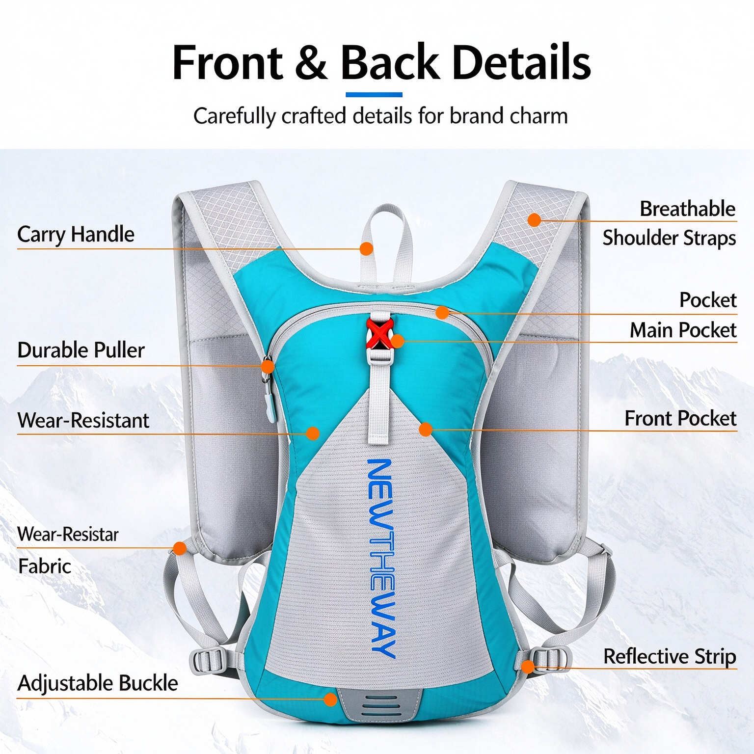 Foldable Storage Backpack, Lightweight Sports Outdoor Pack, Running & Hydration Vest for Trail Sports 260026 - Image 10